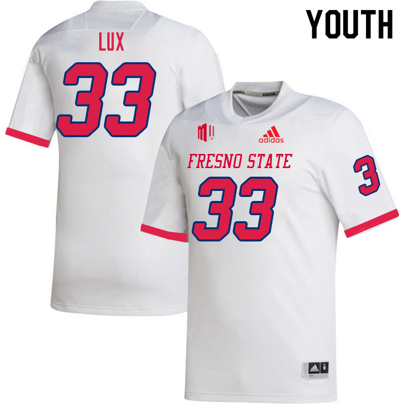 Youth #33 Bralyn Lux Fresno State Bulldogs College Football Jerseys Sale-White